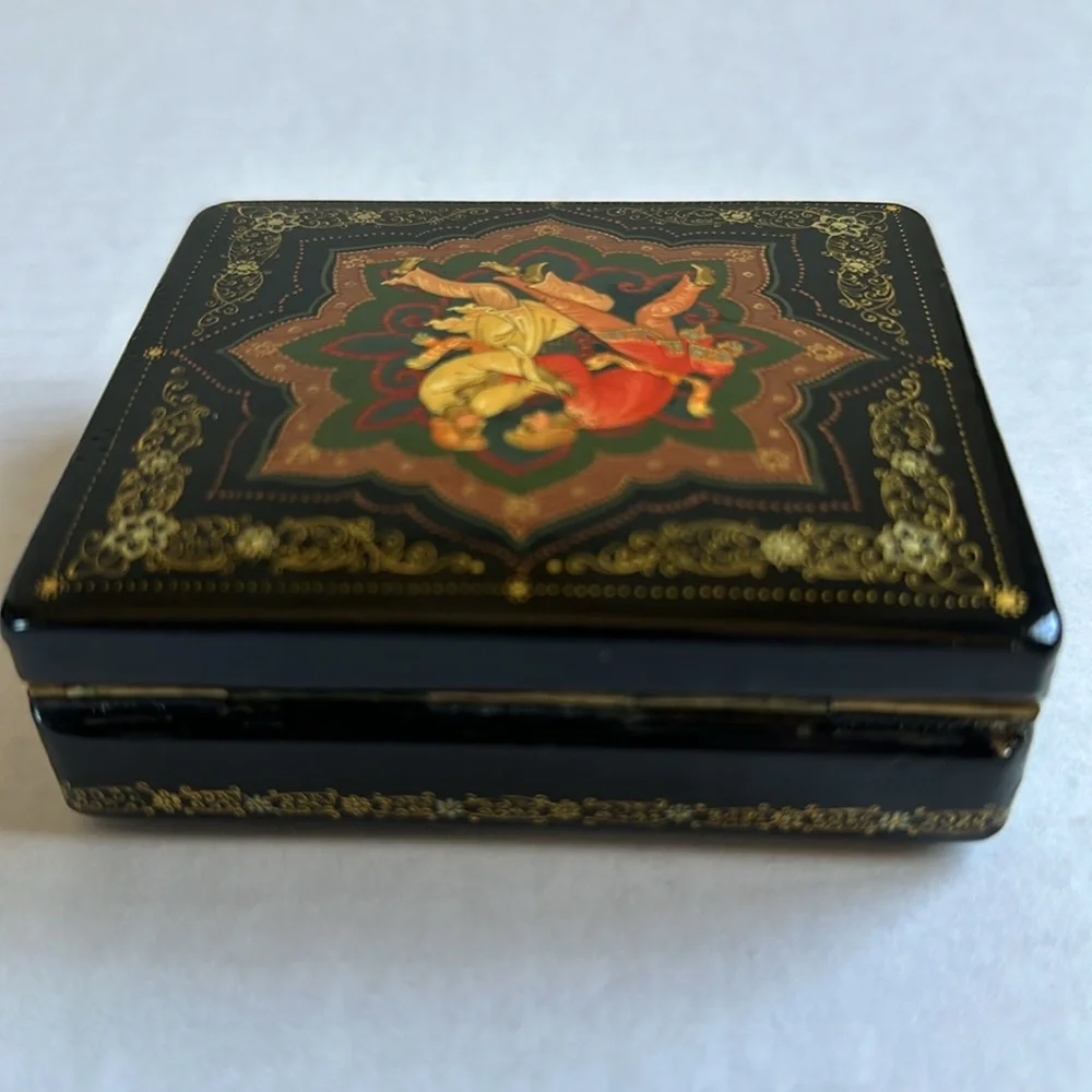 Vintage Russian Hand Painted Trinket Box From 1980 Collection